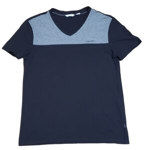 Calvin Klein Men's Black and Gray T Shirt V Neck Size M
